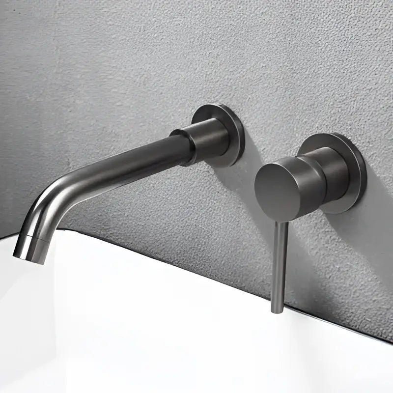 Modern brushed gold and black basin faucet set for bathroom sink