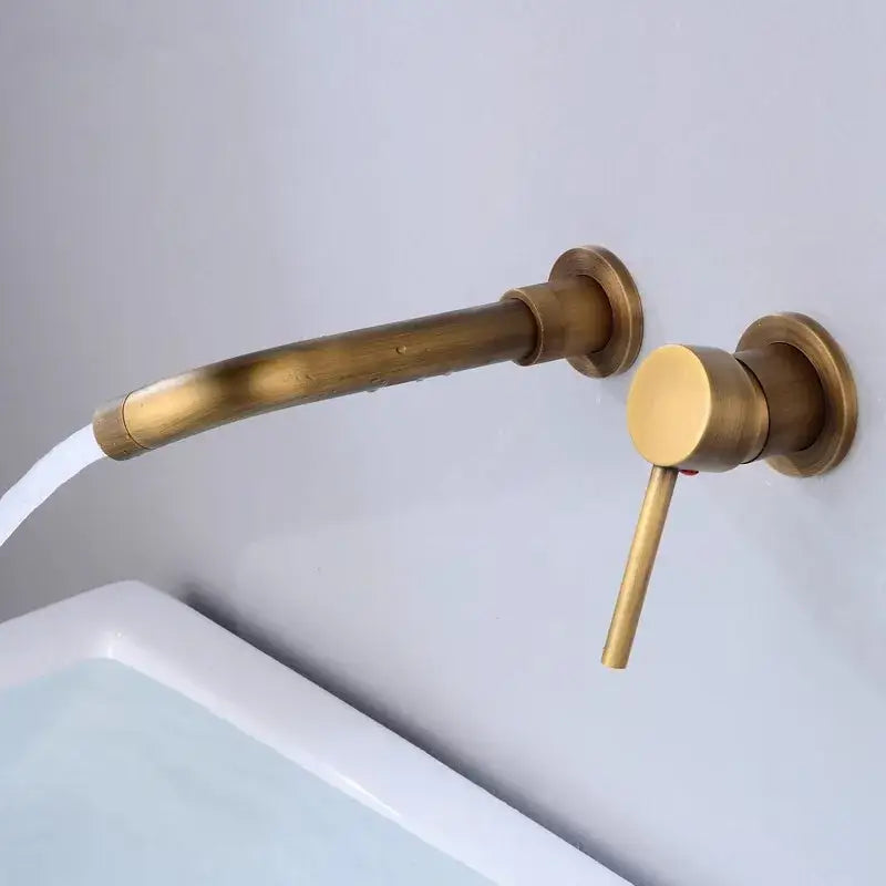 Modern brushed gold and black basin faucet set for bathroom sink
