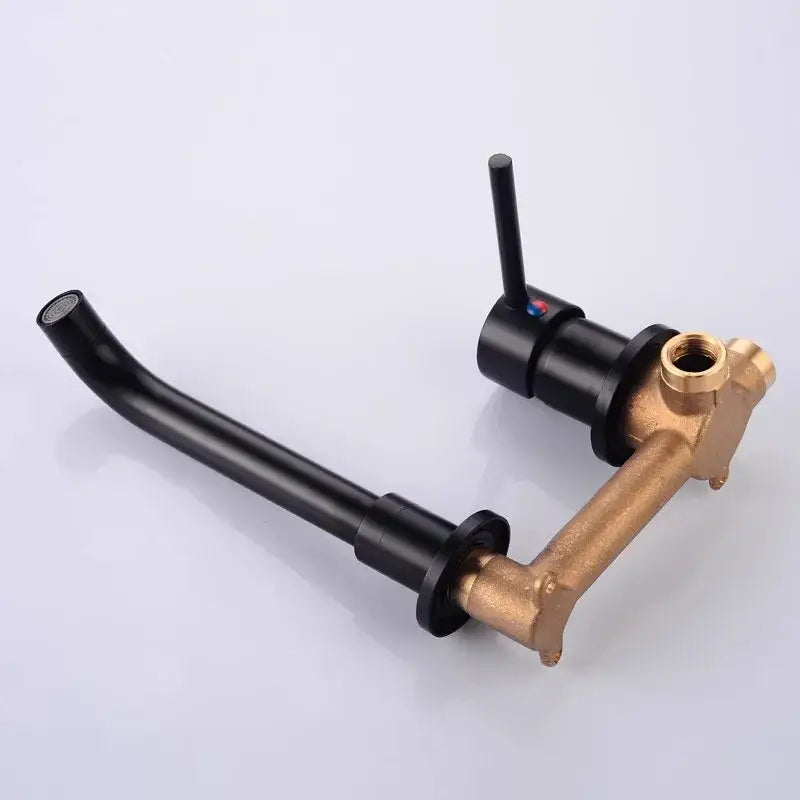 Modern brushed gold and black basin faucet set for bathroom sink