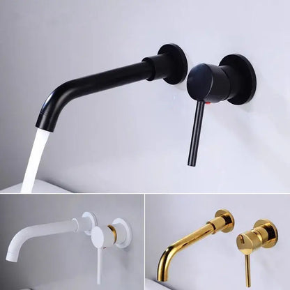 Modern brushed gold and black basin faucet set for bathroom sink