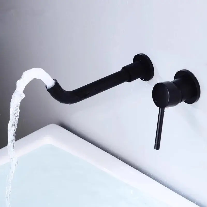Modern brushed gold and black basin faucet set for bathroom sink