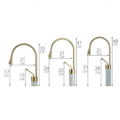 Modern brushed gold and marble bathroom sink faucet