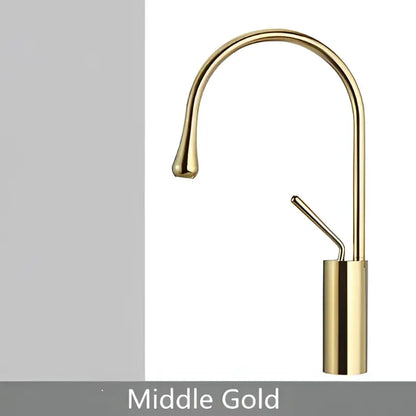 Modern brushed gold and marble bathroom sink faucet