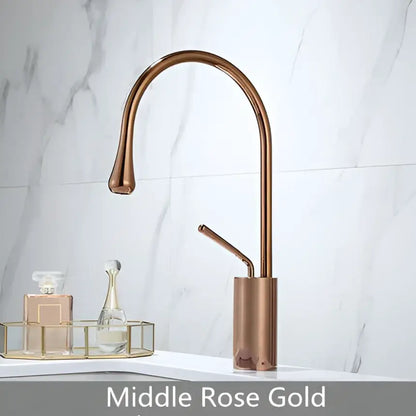 Modern brushed gold and marble bathroom sink faucet