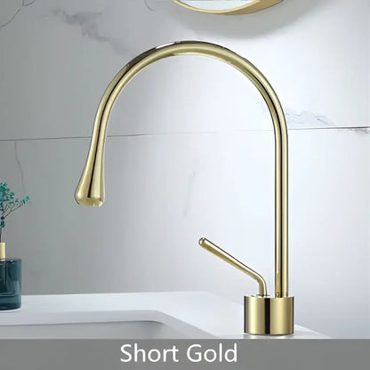 Modern brushed gold and marble bathroom sink faucet