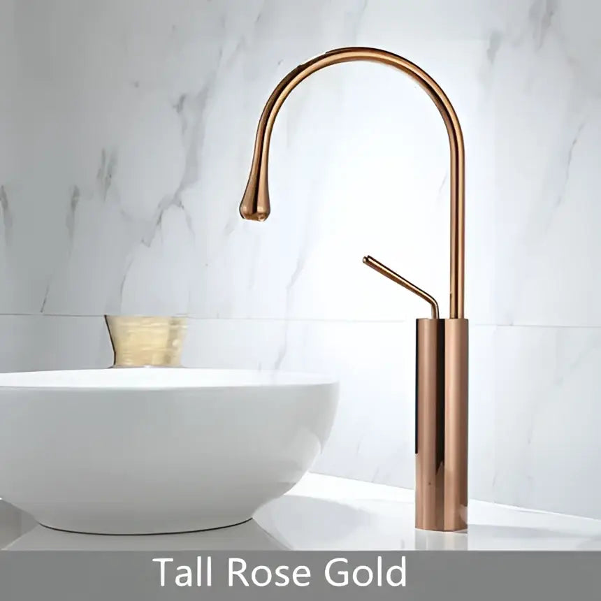 Modern brushed gold and marble bathroom sink faucet