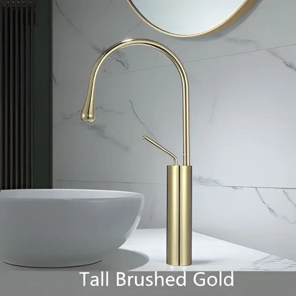Modern brushed gold and marble bathroom sink faucet