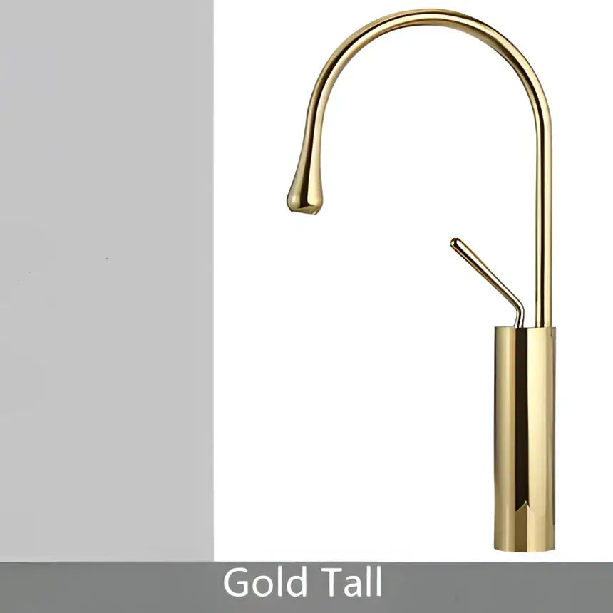 Modern brushed gold and marble bathroom sink faucet