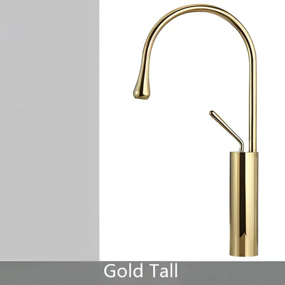 Modern brushed gold and marble bathroom sink faucet