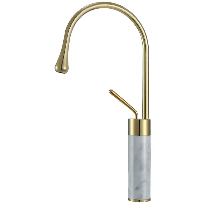 Modern brushed gold and marble bathroom sink faucet