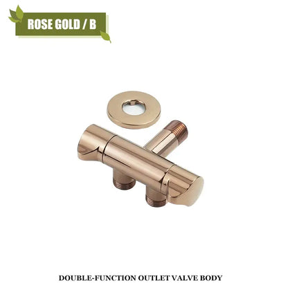 Modern brushed gold angled dual outlet toilet filling valve bathroom