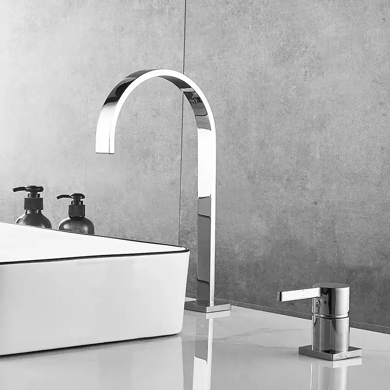 Modern brushed gold basin faucet bathroom arched sink tap