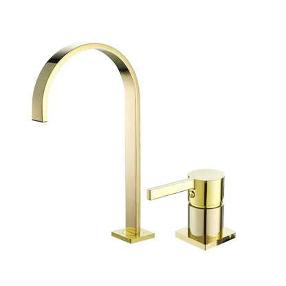 Modern brushed gold basin faucet bathroom arched sink tap