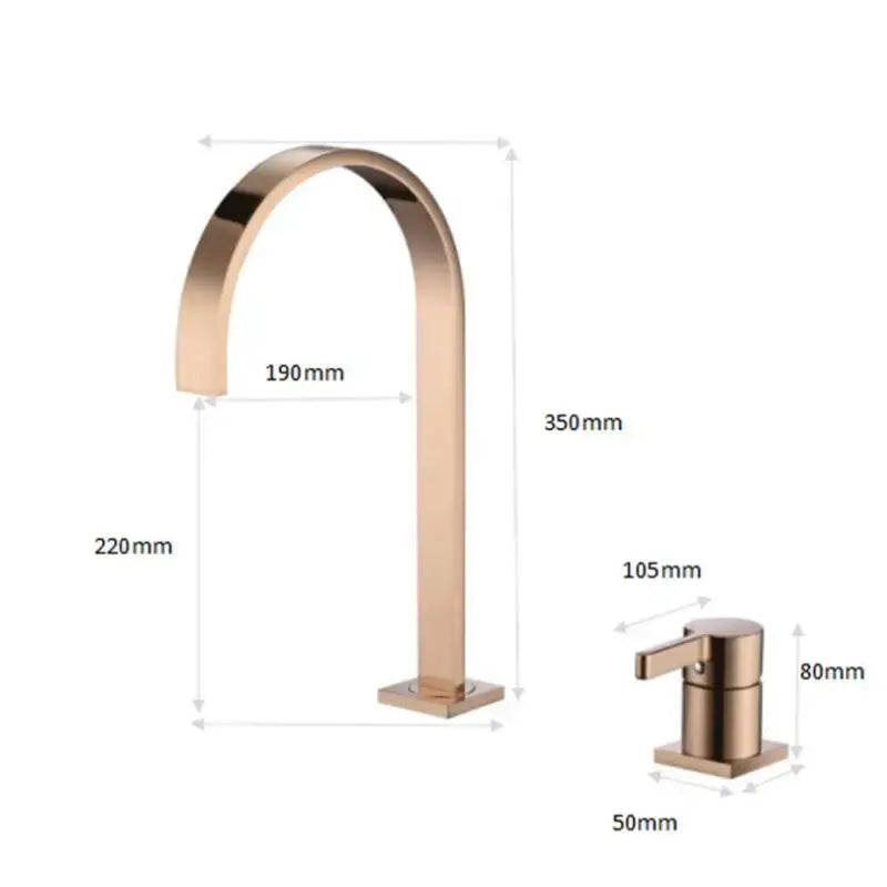 Modern brushed gold basin faucet bathroom arched sink tap