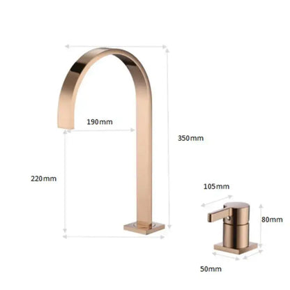 Modern brushed gold basin faucet bathroom arched sink tap
