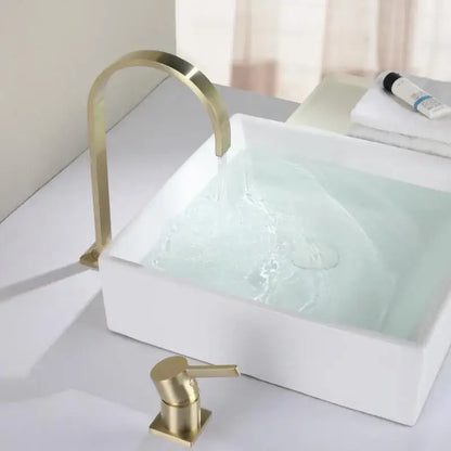 Modern brushed gold basin faucet bathroom arched sink tap