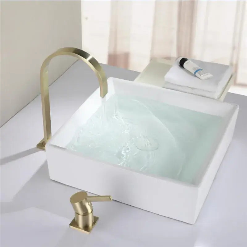 Modern brushed gold basin faucet bathroom arched sink tap