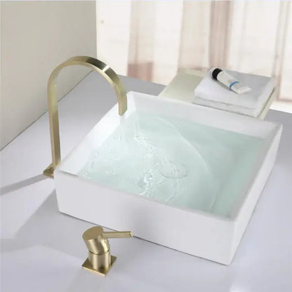Modern brushed gold basin faucet bathroom arched sink tap
