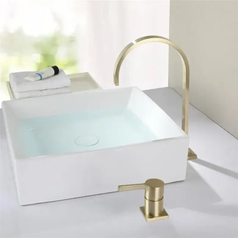 Modern brushed gold basin faucet bathroom arched sink tap