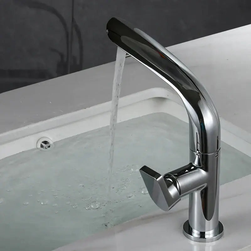 Modern brushed gold basin faucet bathroom high arc mixer tap