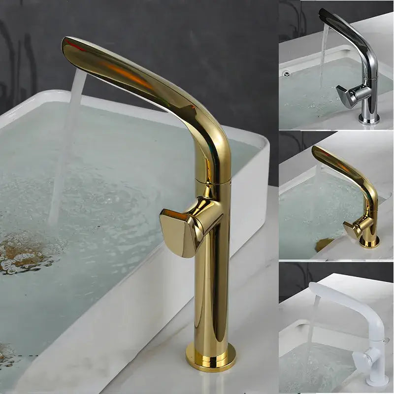 Modern brushed gold basin faucet bathroom high arc mixer tap