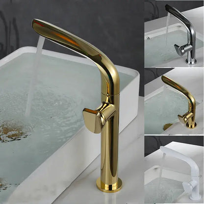Modern brushed gold basin faucet bathroom high arc mixer tap