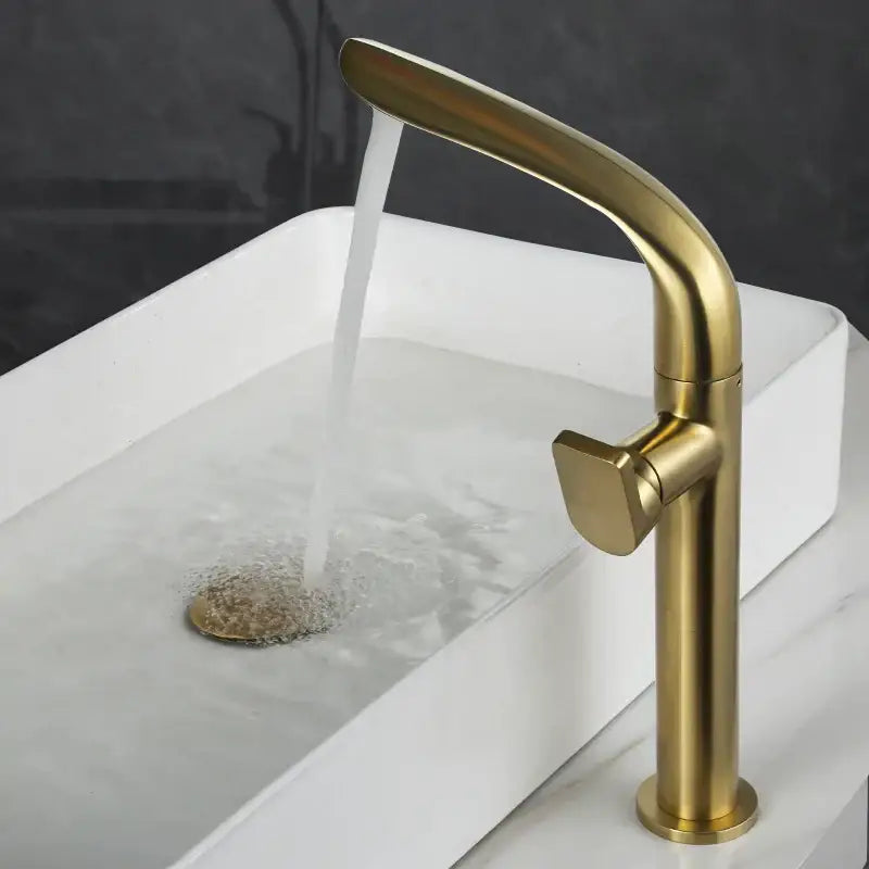 Modern brushed gold basin faucet bathroom high arc mixer tap