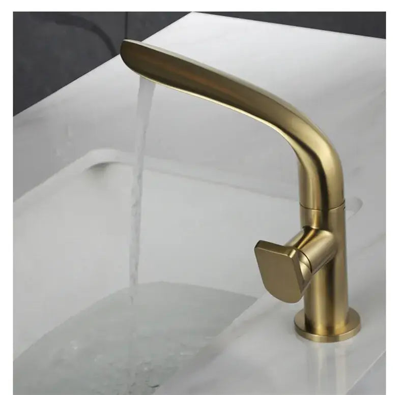 Modern brushed gold basin faucet bathroom high arc mixer tap