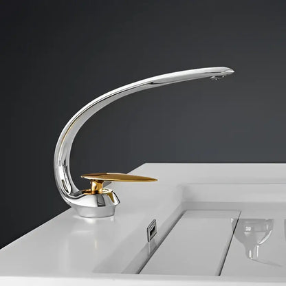 Modern brushed gold basin faucet bathroom sink fixture