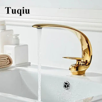 Modern brushed gold basin faucet bathroom sink fixture