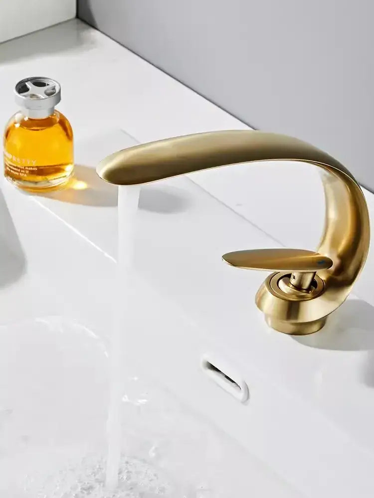 Modern brushed gold basin faucet bathroom sink fixture