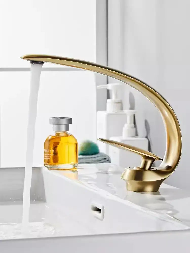 Modern brushed gold basin faucet bathroom sink fixture
