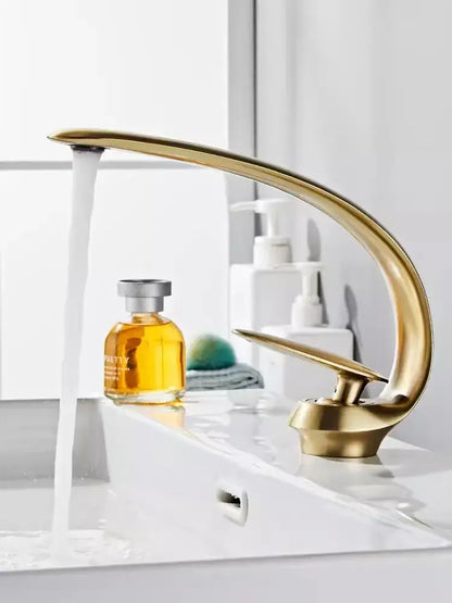 Modern brushed gold basin faucet bathroom sink fixture