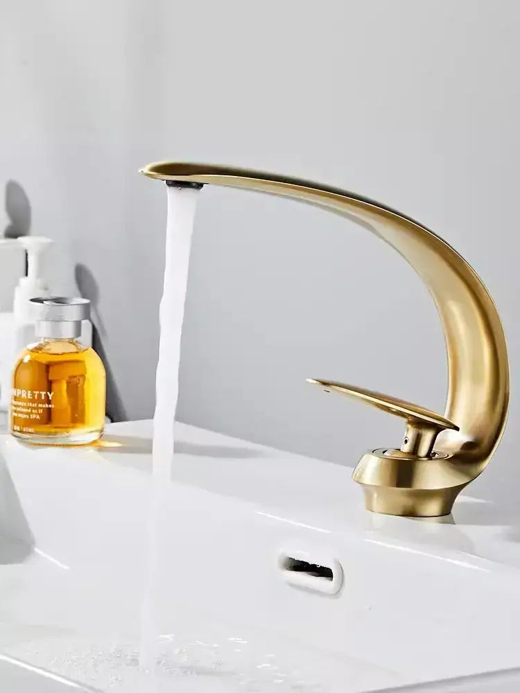 Modern brushed gold basin faucet bathroom sink fixture