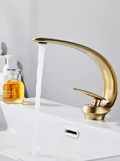 Modern brushed gold basin faucet bathroom sink fixture