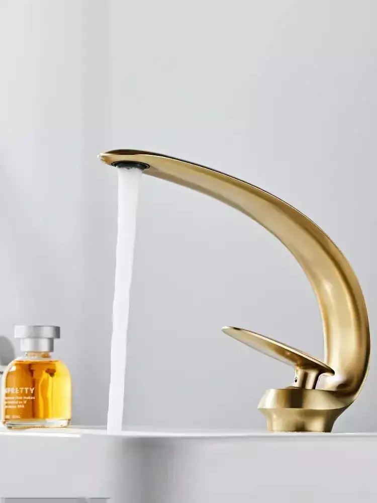 Modern brushed gold basin faucet bathroom sink fixture
