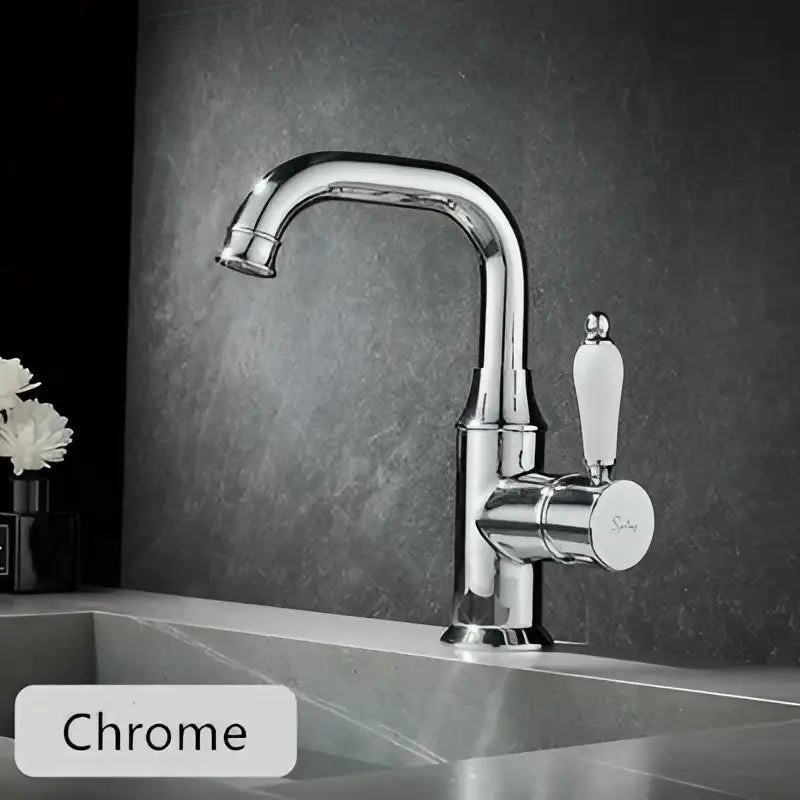Modern brushed gold basin faucet bathroom sink tap with ceramic handle
