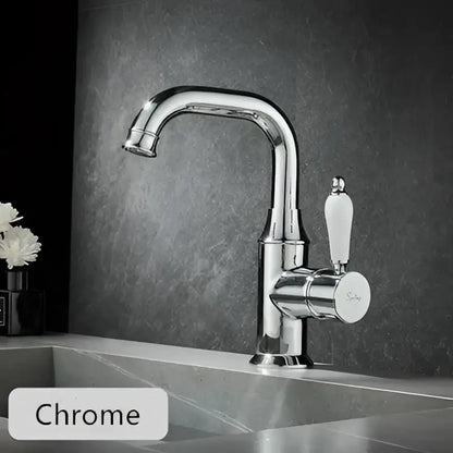 Modern brushed gold basin faucet bathroom sink tap with ceramic handle