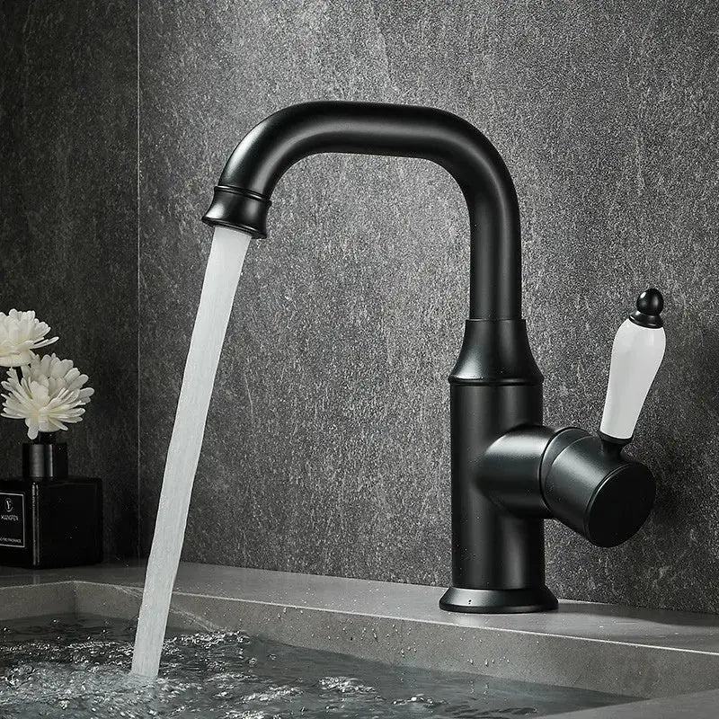 Modern brushed gold basin faucet bathroom sink tap with ceramic handle