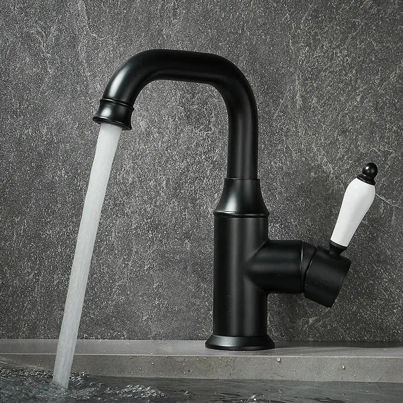 Modern brushed gold basin faucet bathroom sink tap with ceramic handle