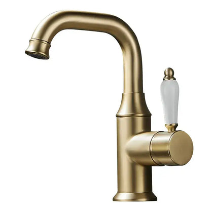 Modern brushed gold basin faucet bathroom sink tap with ceramic handle