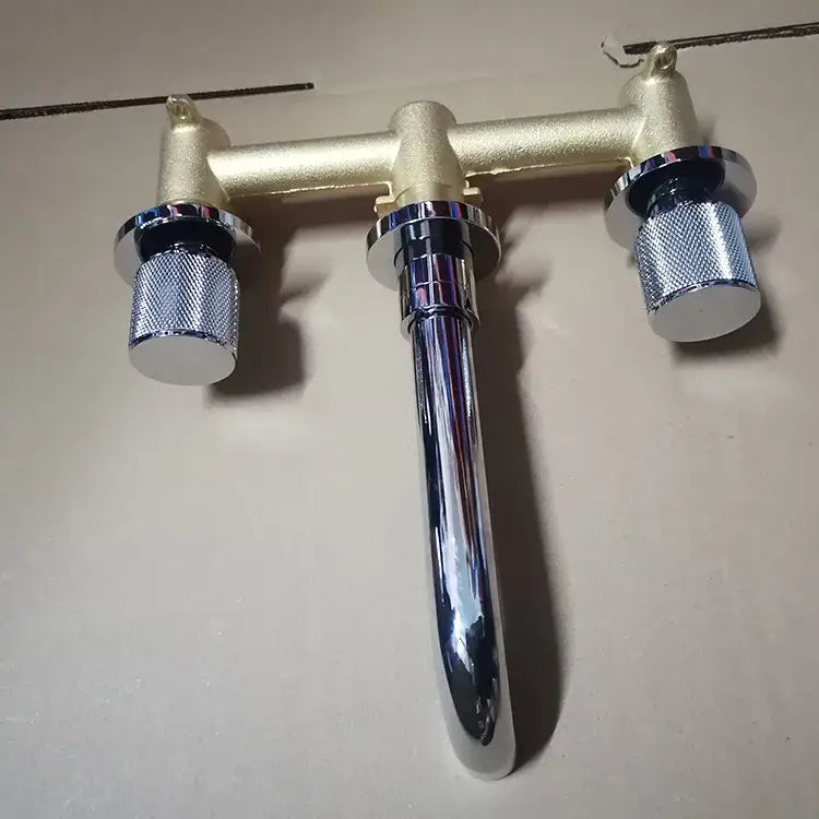 Modern brushed gold basin faucet bathroom wall mount brass mixer tap
