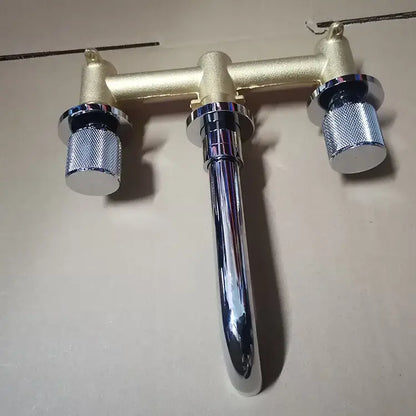 Modern brushed gold basin faucet bathroom wall mount brass mixer tap