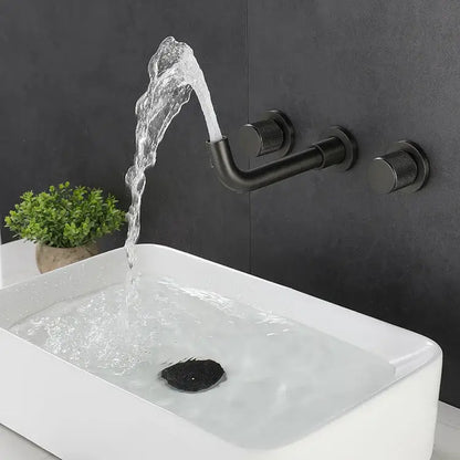 Modern brushed gold basin faucet bathroom wall mount brass mixer tap