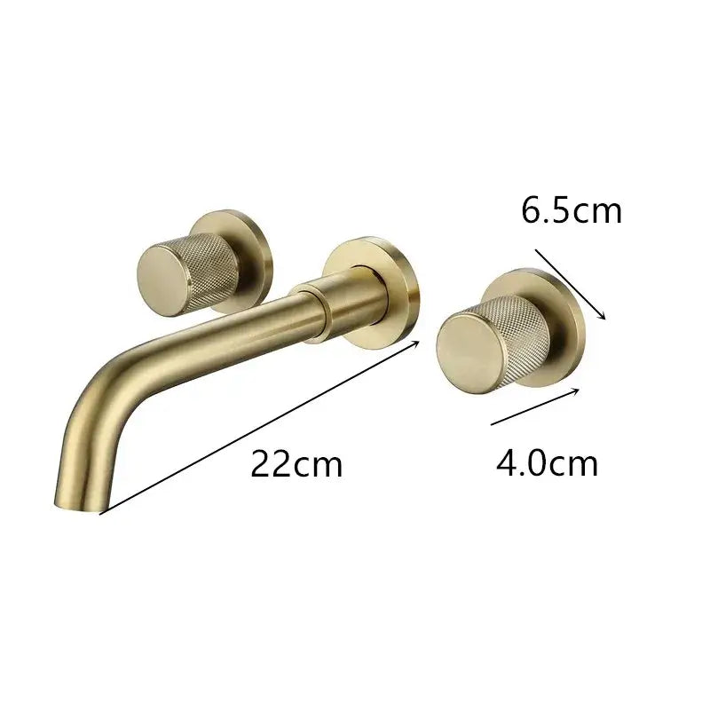 Modern brushed gold basin faucet bathroom wall mount brass mixer tap