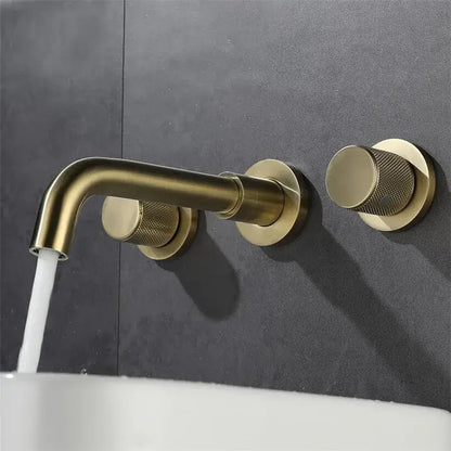 Modern brushed gold basin faucet bathroom wall mount brass mixer tap