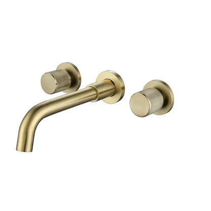 Modern brushed gold basin faucet bathroom wall mount brass mixer tap