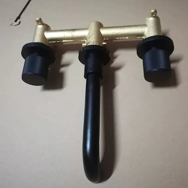 Modern brushed gold basin faucet bathroom wall mount brass mixer tap