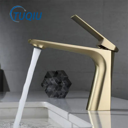 Modern brushed gold basin faucet bathroom water mixer crane