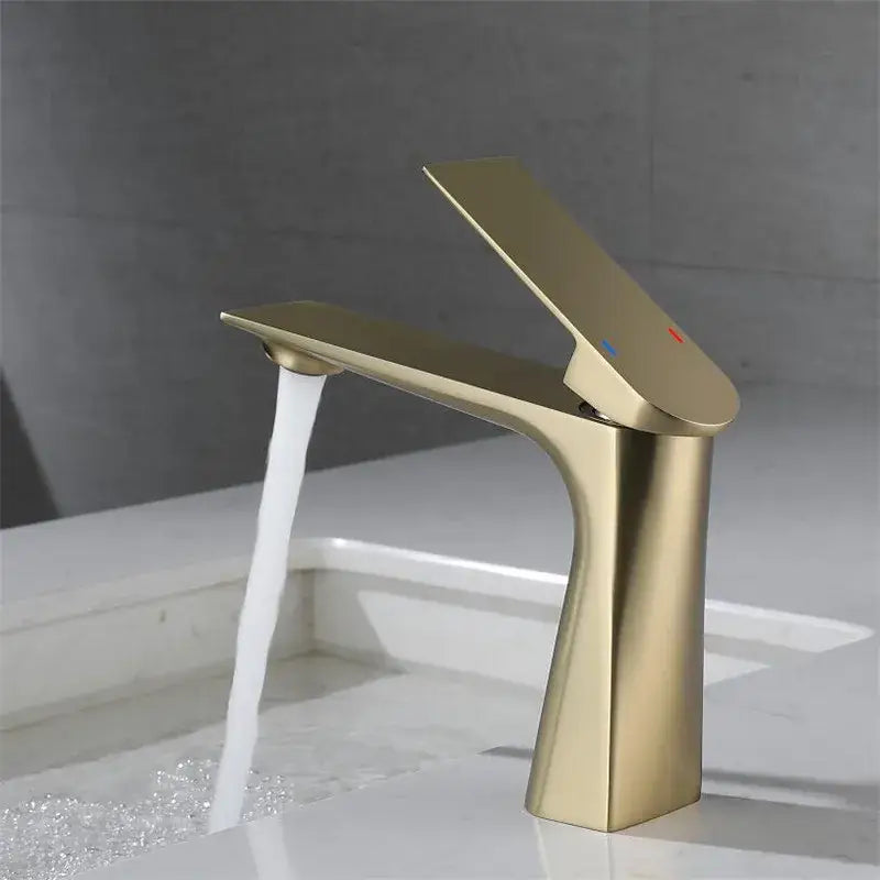Modern brushed gold basin faucet bathroom water mixer crane